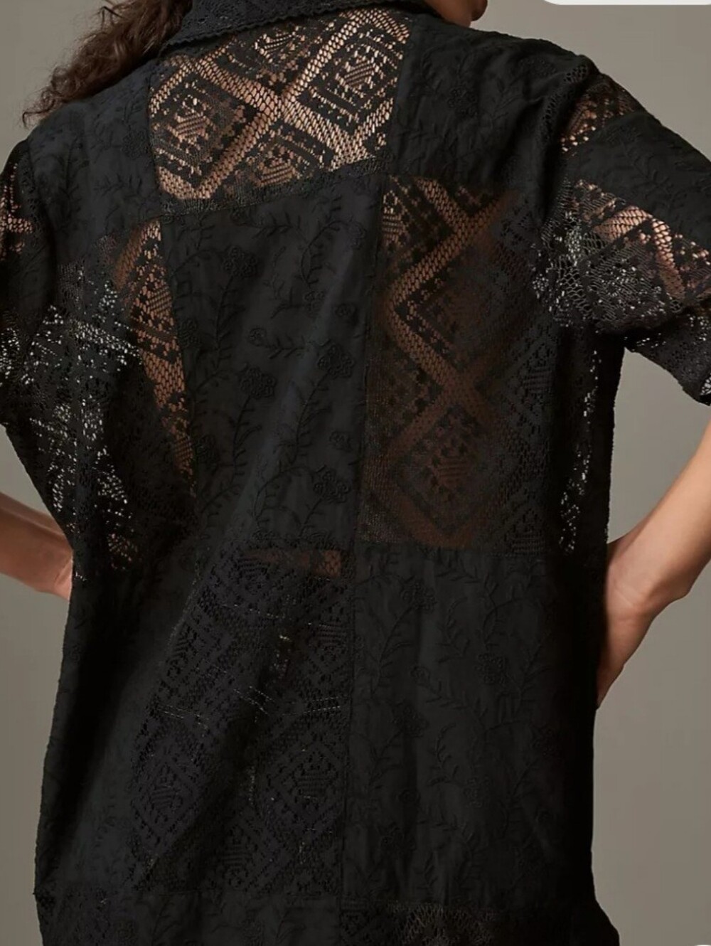 Farm Rio Lace Button Front Blouse - Picture 4 of 8